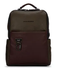 Piquadro Rucksack aus Leder mit Logo Braun