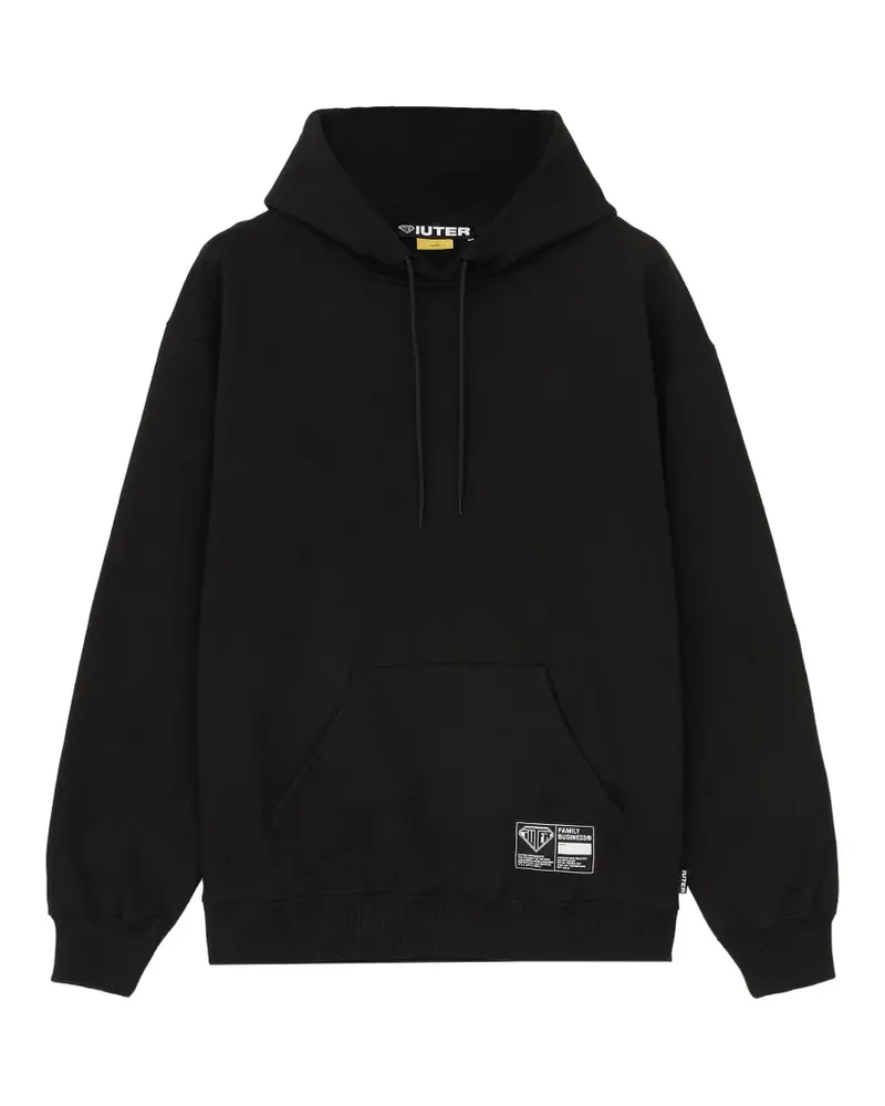 Iuter logo-patch drawstring hoodie - Schwarz Schwarz