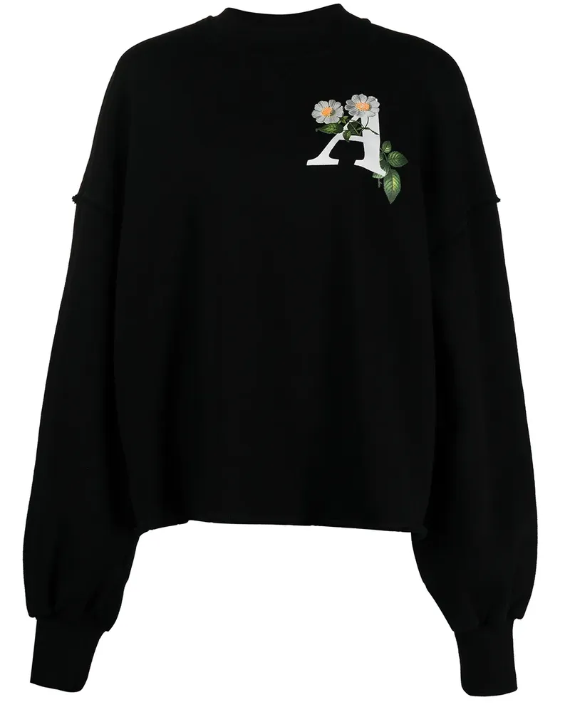 Palm Angels Sweatshirt mit floralem Print - Schwarz Schwarz