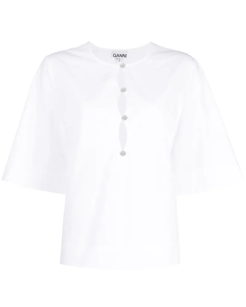 Ganni Bluse mit Cut-Outs - Weiß Weiß