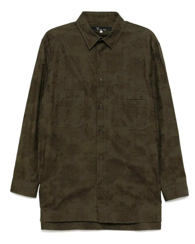 Yohji Yamamoto Hemd mit Blumen-Print - Grün Grün