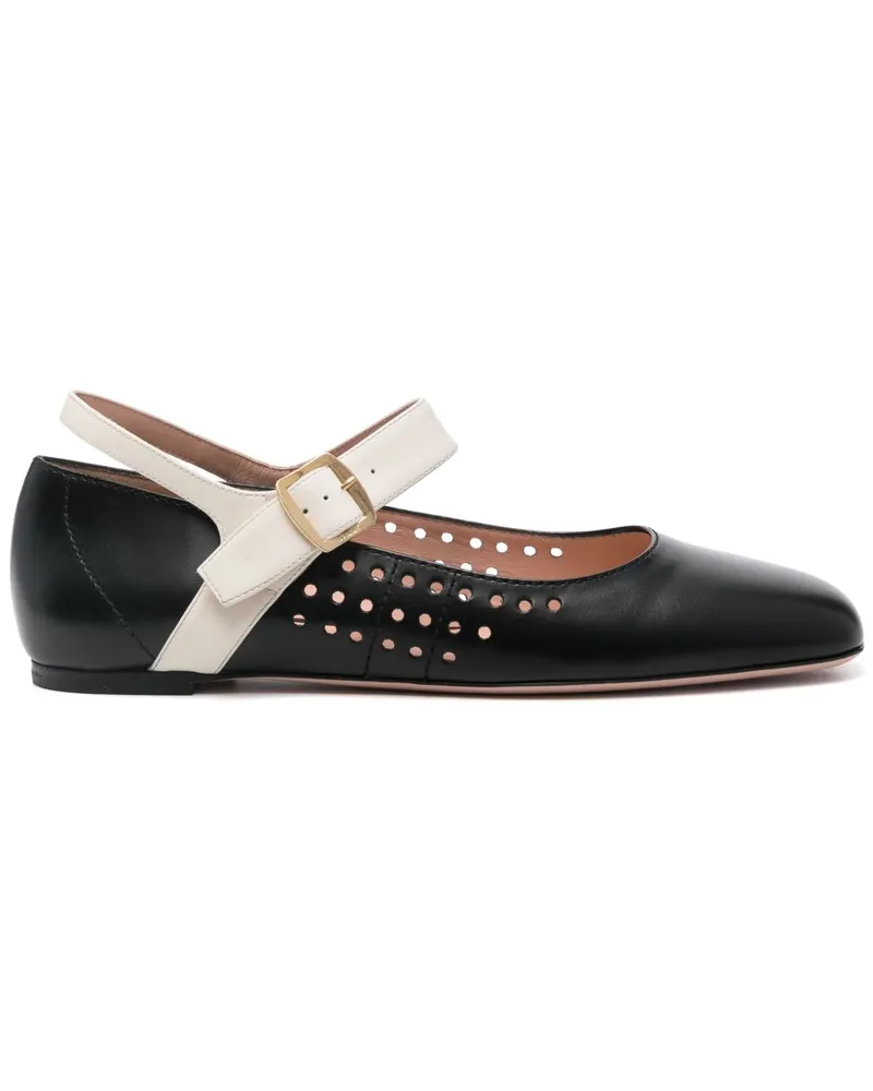 Bally Ballerinas mit perforiertem Detail - Schwarz Schwarz