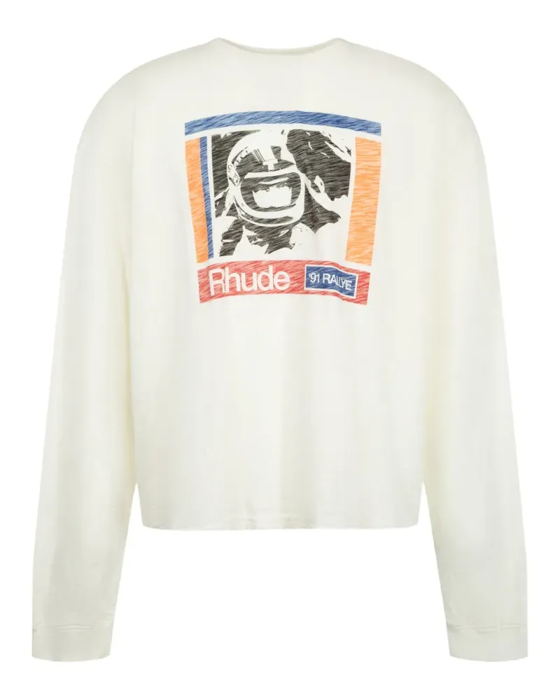 RHUDE Helmethead Rallyes Slub T-Shirt - Weiß Weiß