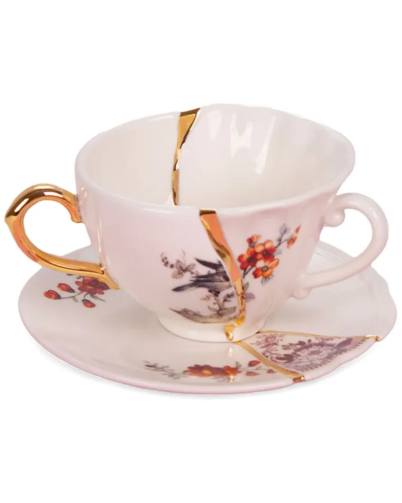 Seletti Kintsugi Set aus Teetasse und Untersetzer - Nude Nude