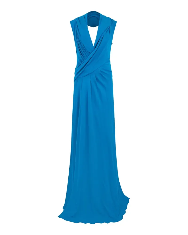 Alberta Ferretti draped open-back maxi gown - Blau Blau