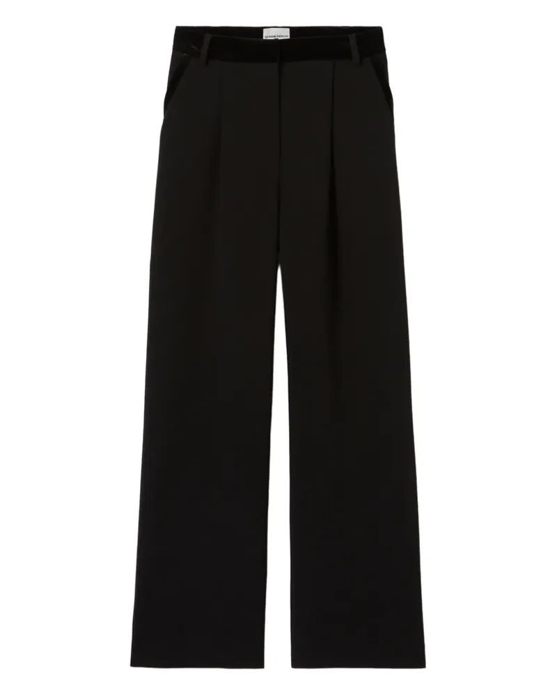Claudie Pierlot Bundfaltenhose mit Samtbesatz - Schwarz Schwarz