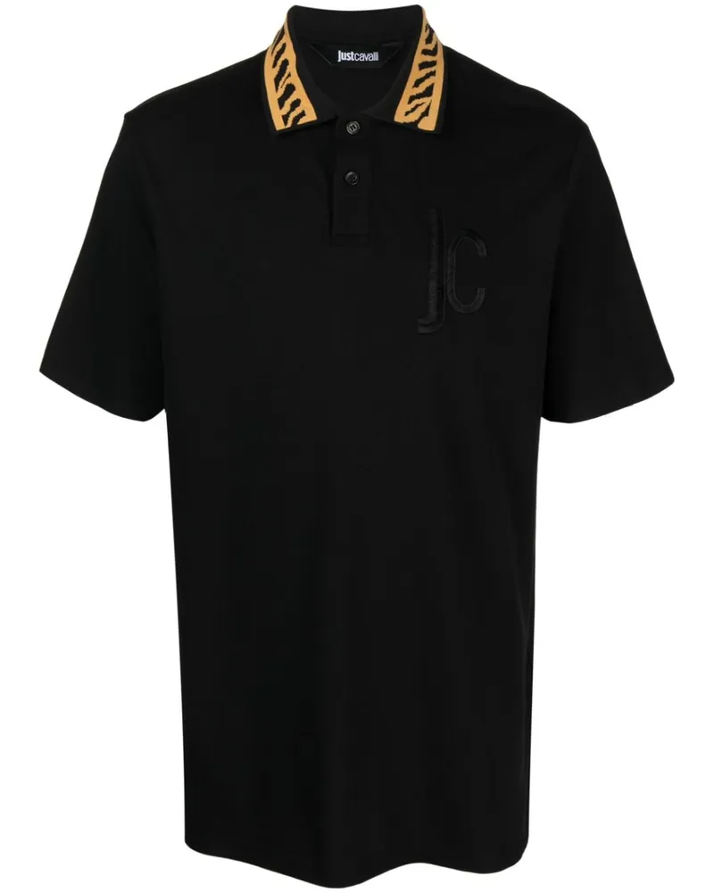 Just Cavalli Poloshirt mit Logo-Patch Schwarz