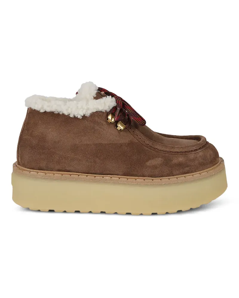 Prada Wildlederstiefel mit Shearling-Futter - Braun Braun