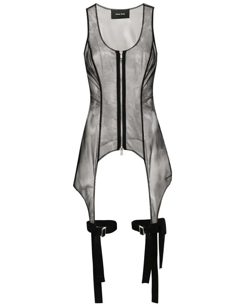 Simone Rocha Semi-transparentes Top - Schwarz Schwarz