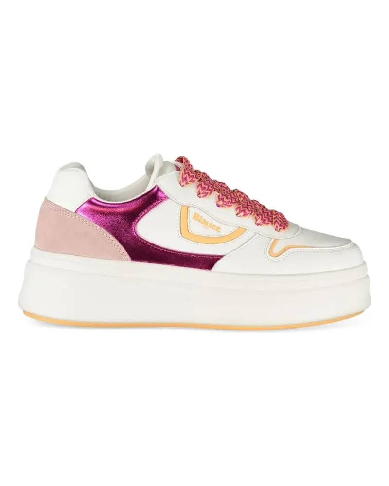 Blauer Sneakers mit Plateau - Weiß Weiß