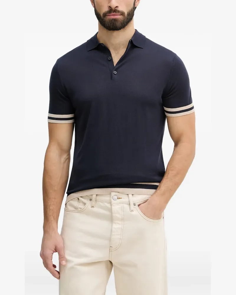 Guess striped-trim short-sleeve polo shirt - Blau Blau