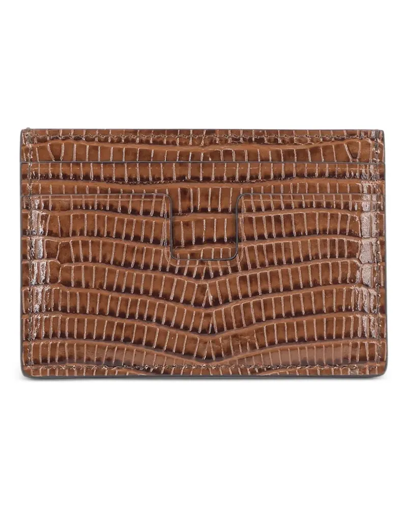 Tom Ford T Line Classic Kartenetui mit Print - Braun Braun