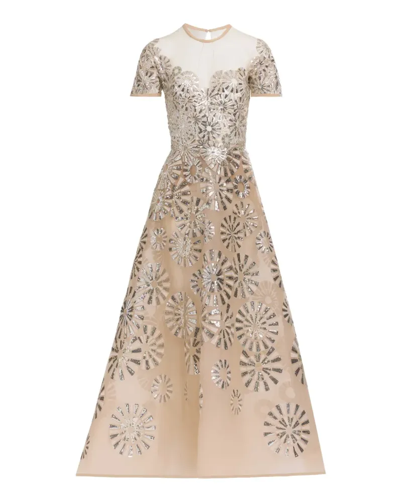 Elie Saab sequin-embroidered tulle gown - Nude Nude