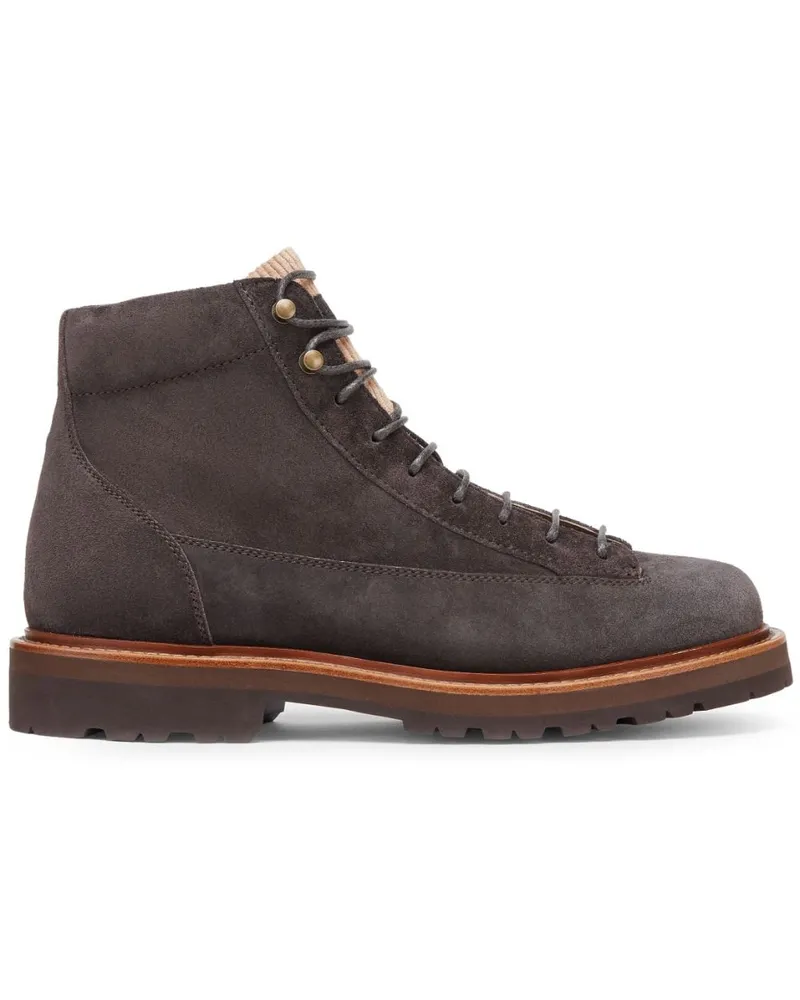 Brunello Cucinelli Knöchelhohe Wildlederstiefel - Grau Grau