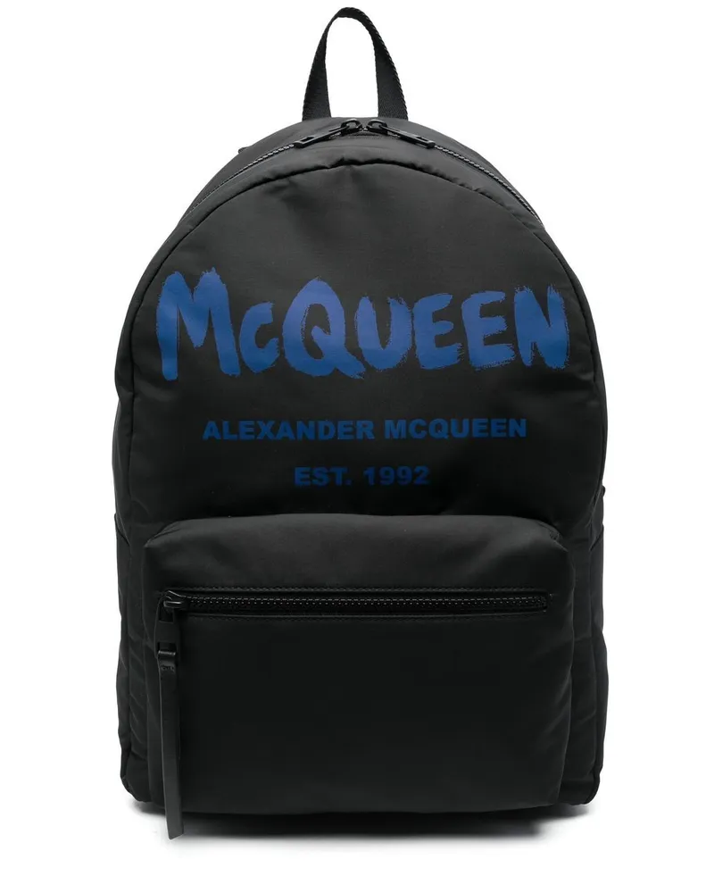 Alexander McQueen Rucksack mit Logo-Print - Schwarz Schwarz