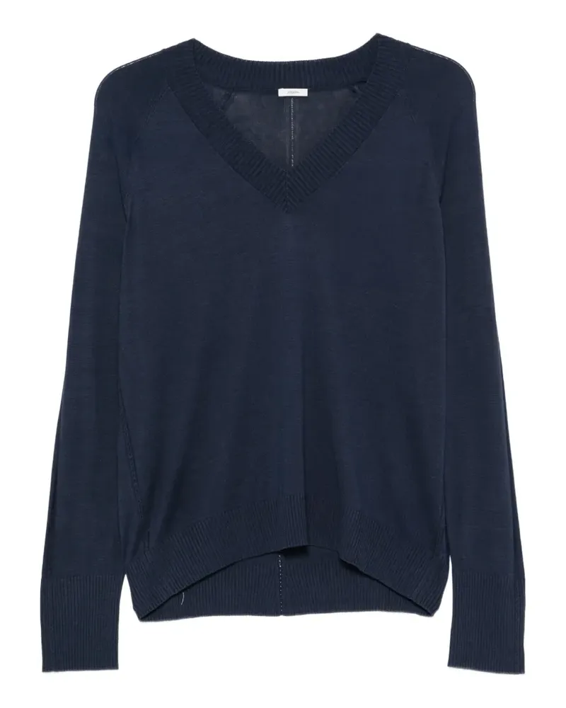 Joseph Gallow Langarmshirt mit V-Ausschnitt - Blau Blau