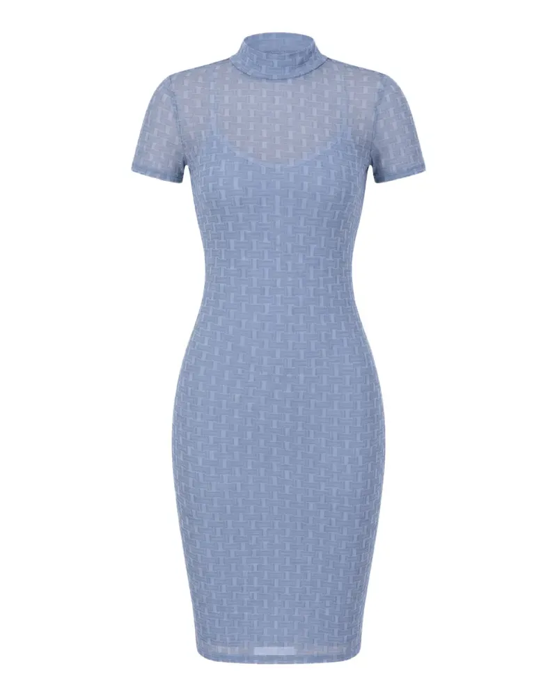 HUGO BOSS geometric-mesh high-neck mini dress - Blau Blau