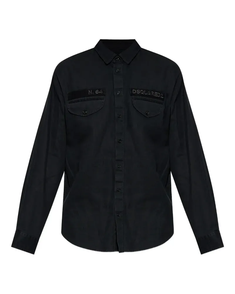 Dsquared2 Hemd mit Logo-Stickerei - Schwarz Schwarz
