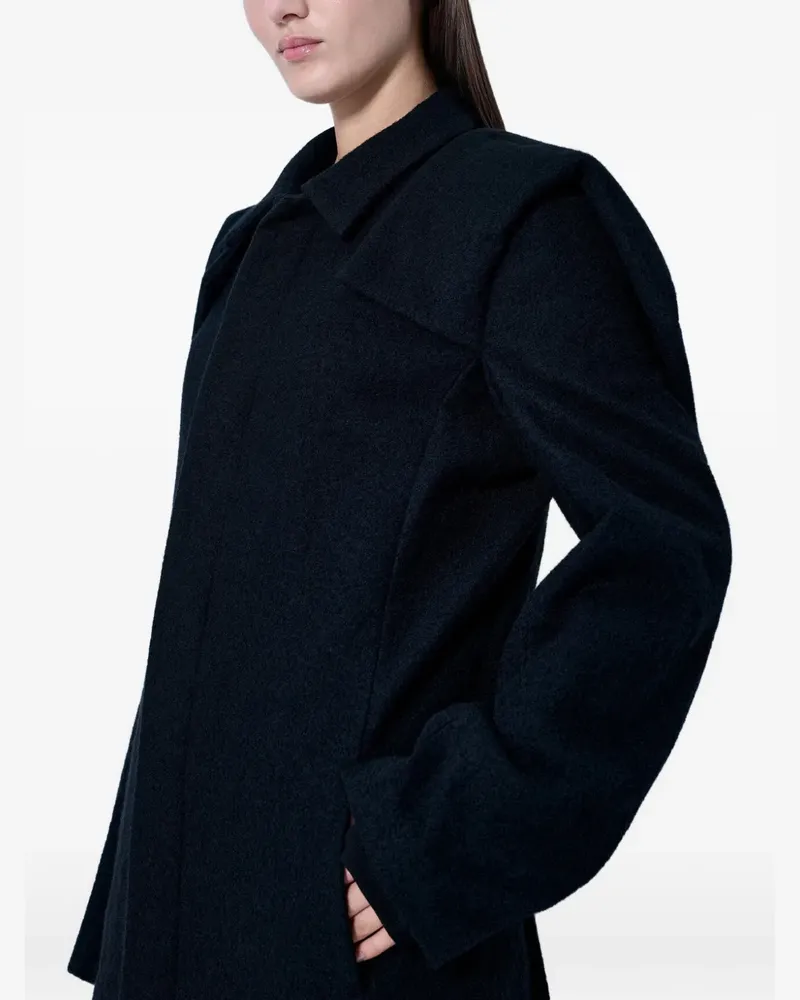 Yohji Yamamoto Mantel mit markanten Schultern und fallendem Revers - Schwarz Schwarz