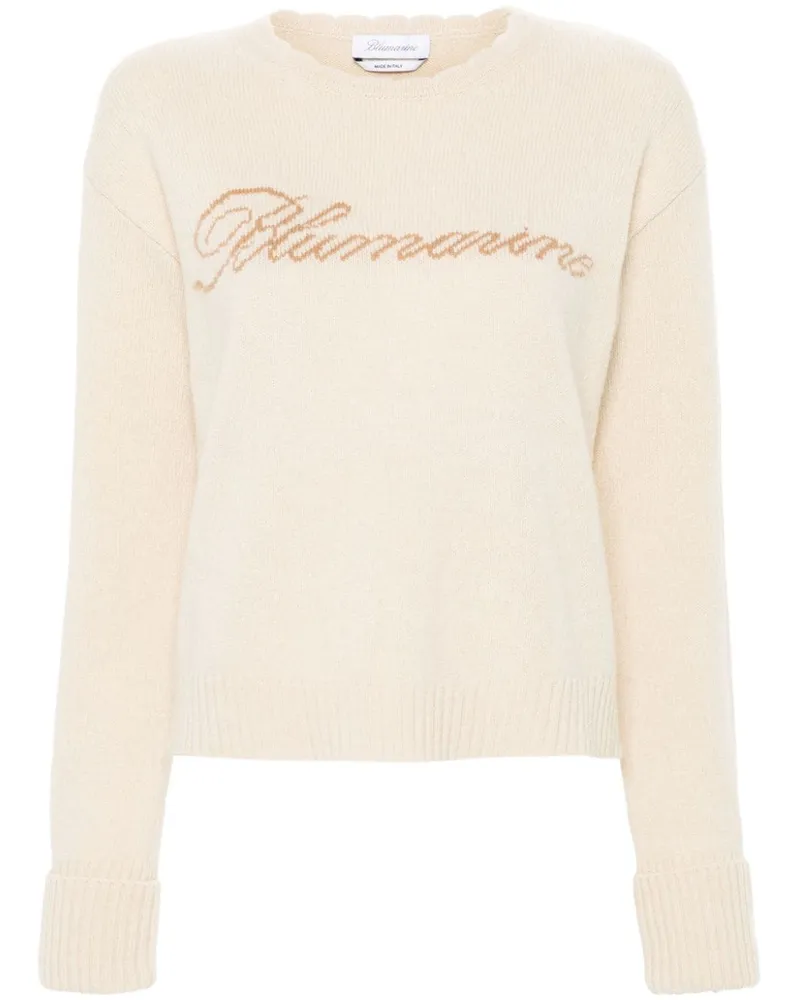 Blumarine Pullover mit Intarsien-Logo Nude