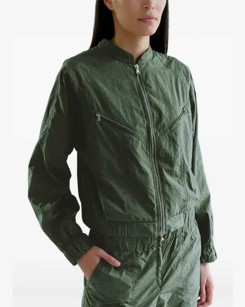 Minimum Sofiya crinkled zip-up bomber jacket - Grün Grün