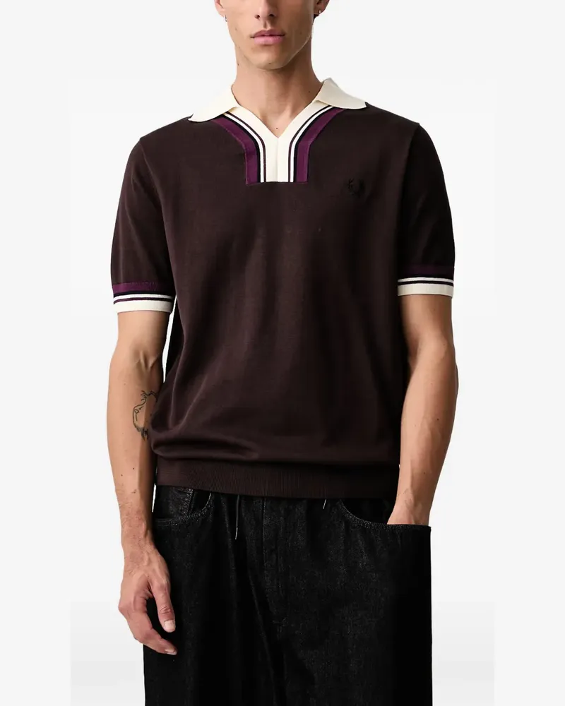 Fred Perry T-Shirt mit gestreiften Details - Braun Braun