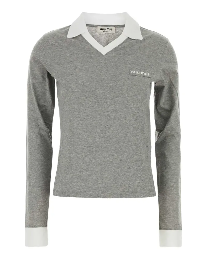 Miu Miu collared long-sleeve T-shirt - Grau Grau