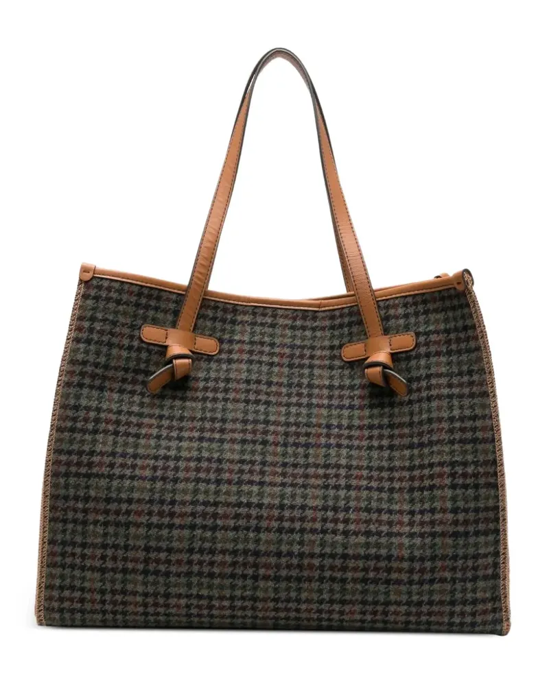 Gianni Chiarini Große Marcella Tote Bag mit Hahnentrittmuster - Grau Grau