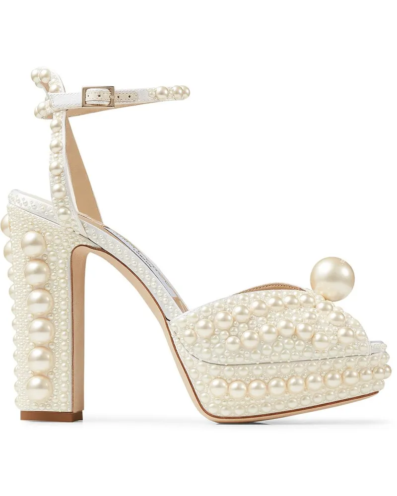 Jimmy Choo Sacaria Sandalen mit Perlenverzierung 120mm - Weiß Weiß
