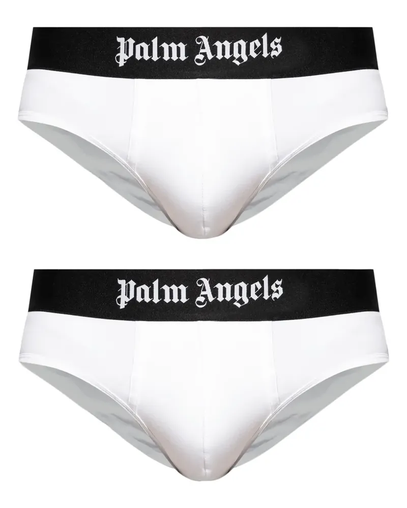 Palm Angels 2er-Pack Boxershorts mit Logo-Bund - Weiß Weiß