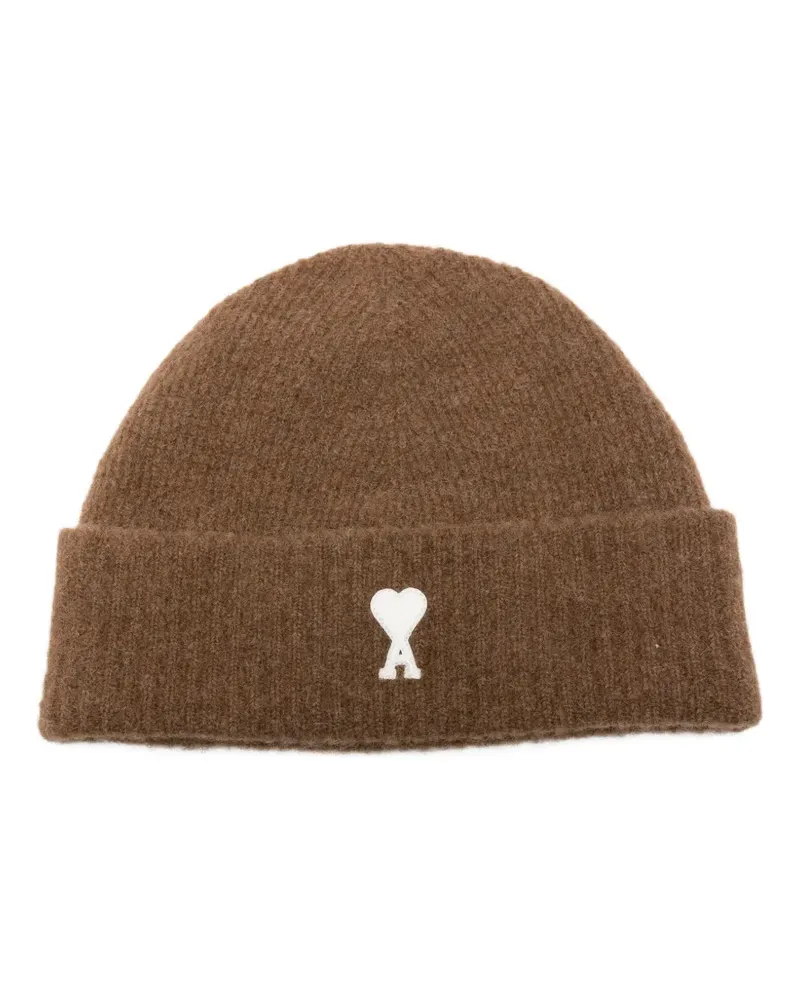 AMI Paris Ami de Coeur appliqué beanie - Nude Nude