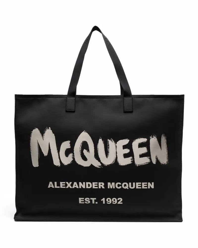 Alexander McQueen Shopper Mit Logo Print Schwarz