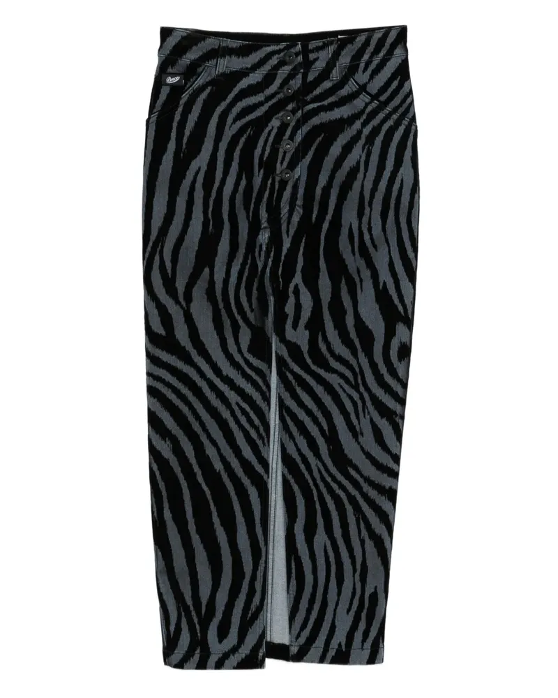 PENCE Martina zebra-print slit midi skirt - Schwarz Schwarz