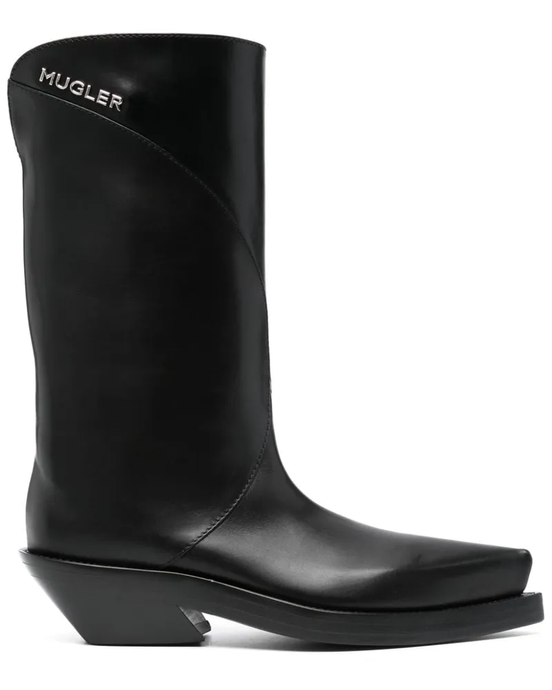 Thierry Mugler Stiefel mit Logo - Schwarz Schwarz