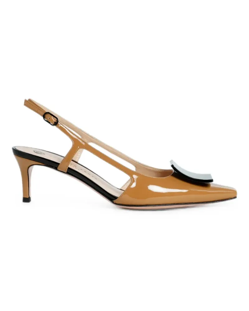 FESTA Milano Kimera squared-accessory slingback heeled pumps - Braun Braun