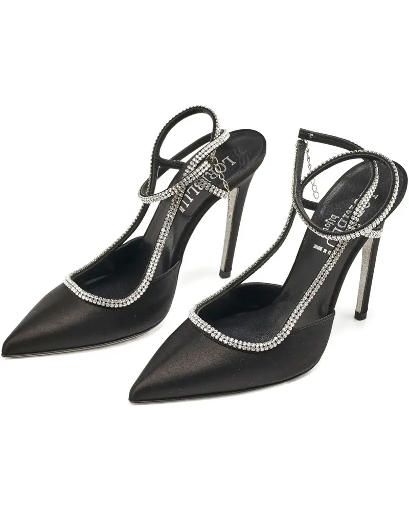 Loriblu Pumps aus Satin mit Kristallen 120mm - Schwarz Schwarz