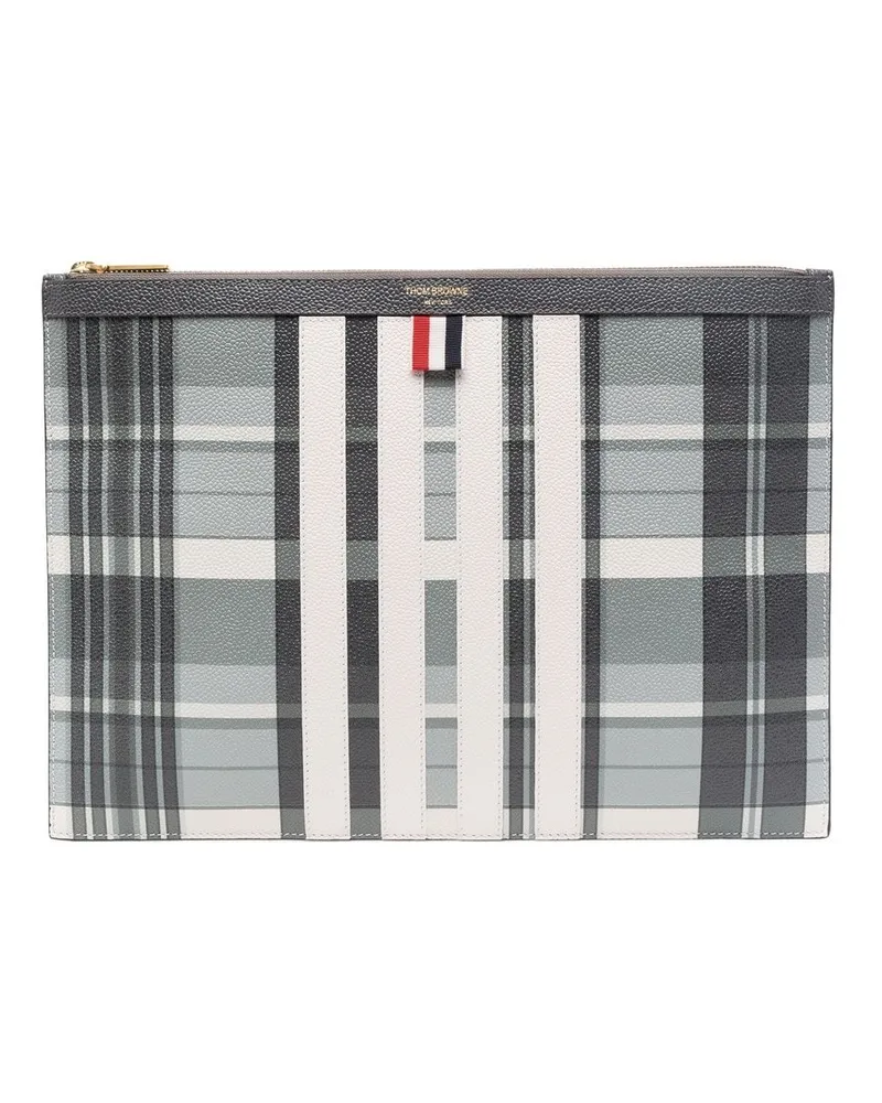 Thom Browne Clutch mit Ripsbandschlaufe - Grau Grau