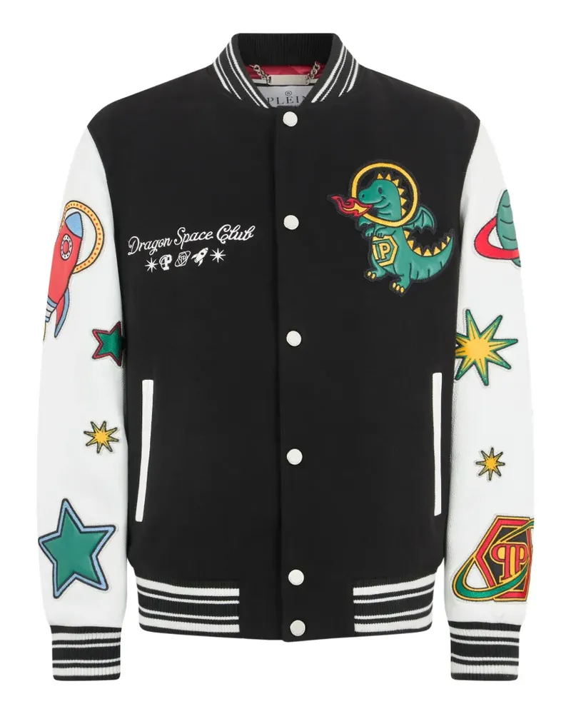 Philipp Plein College Bomberjacke mit Patch-Detail - Schwarz Schwarz