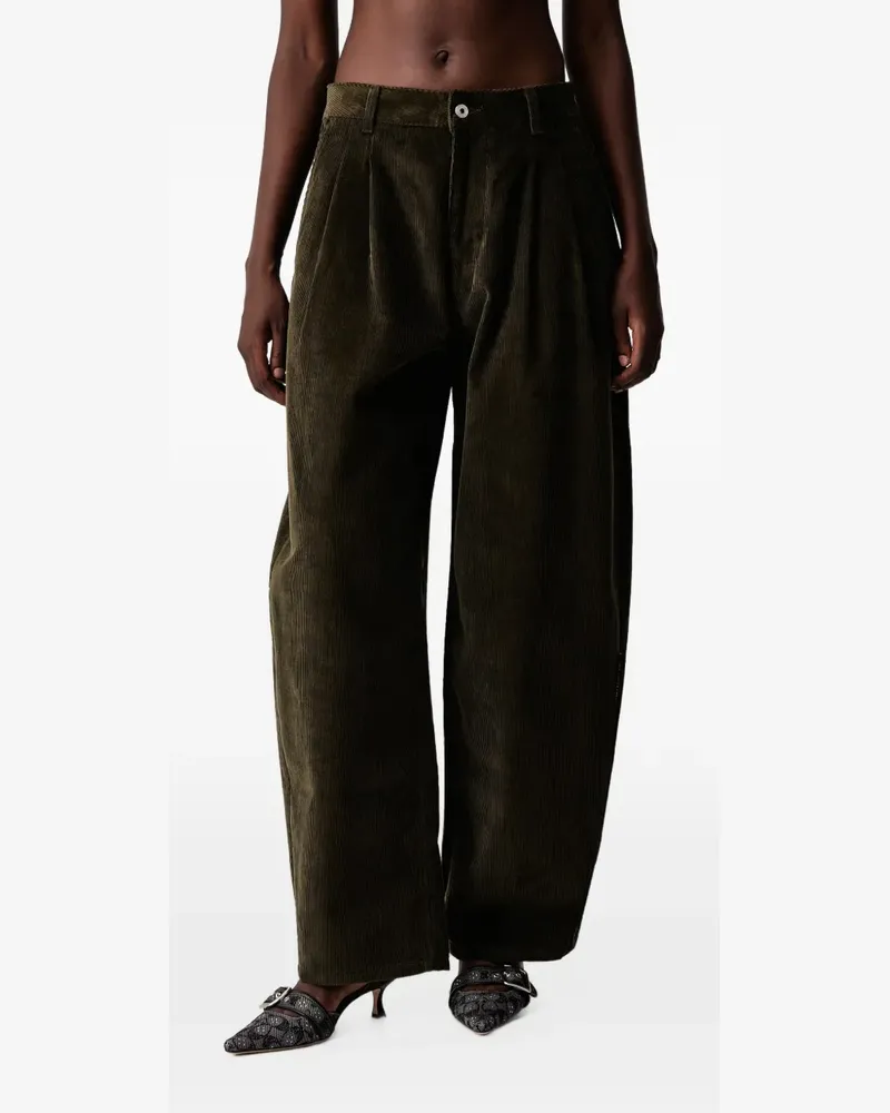 OFF-WHITE pleated corduroy-texture trousers - Grün Grün