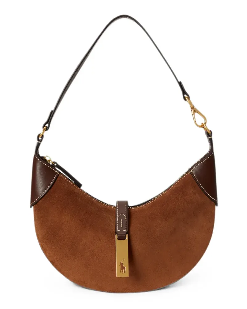 Ralph Lauren mini Polo ID suede shoulder bag - Braun Braun