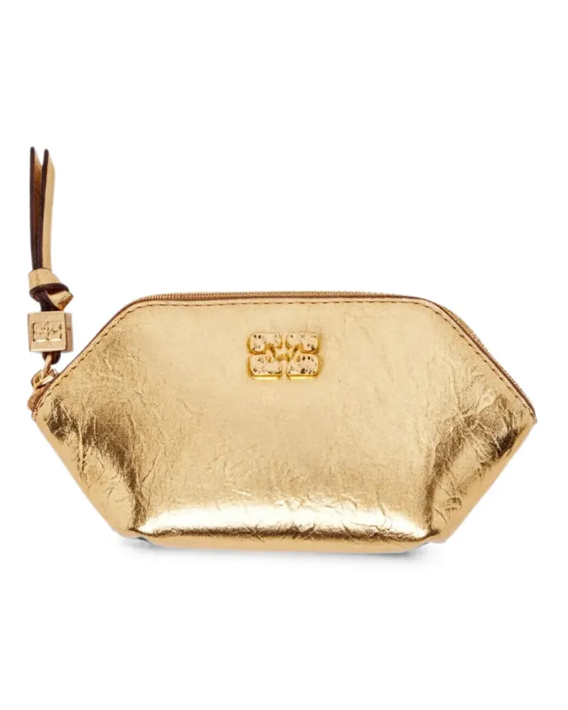 Ganni Bou crushed-effect coin purse - Gold Gold