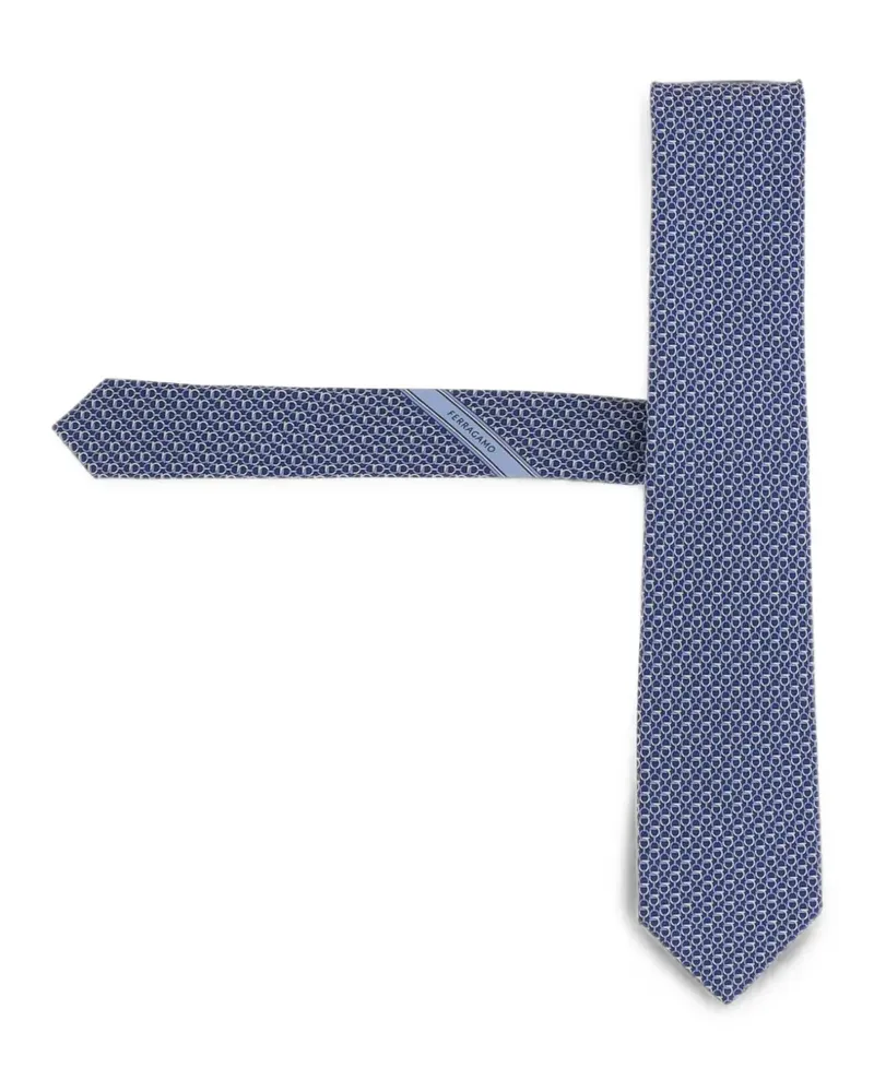 Ferragamo Seidenkrawatte mit Gancini-Detail - Blau Blau