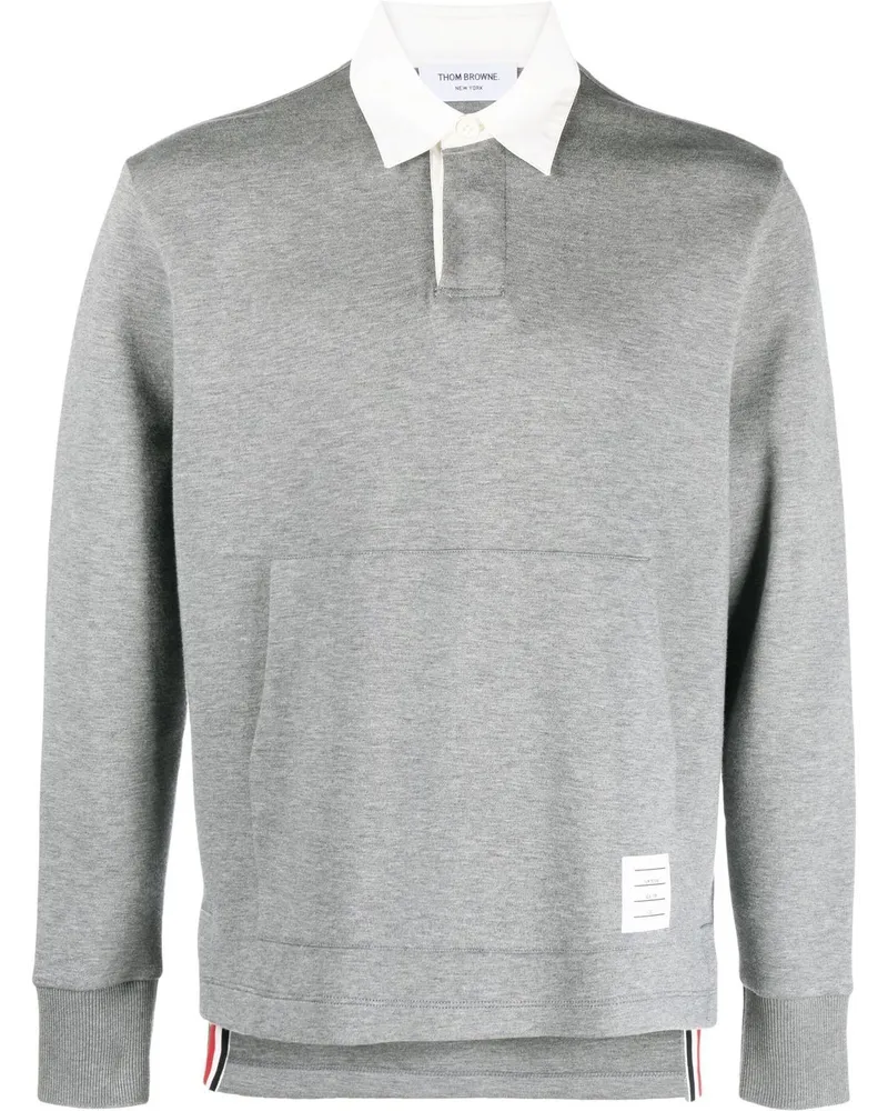 Thom Browne Poloshirt mit Logo-Patch - Grau Grau