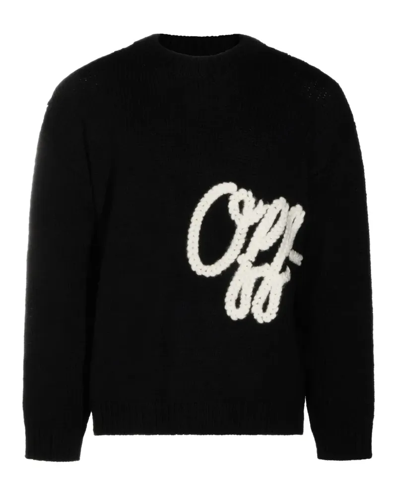 OFF-WHITE logo-embroidered crew-neck sweater - Schwarz Schwarz