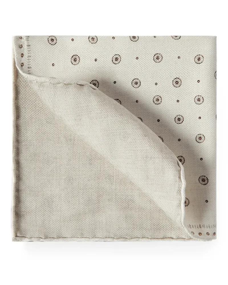 Brunello Cucinelli silk pocket square with geometric design - Nude Nude