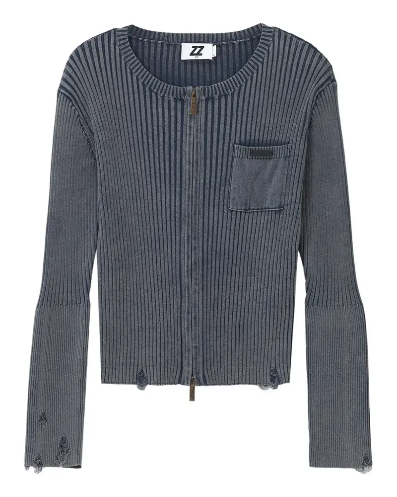 Izzue distressed ribbed-knit cardigan - Grau Grau