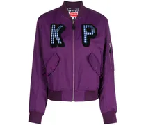 Bomberjacke mit Logo-Patch - Violett