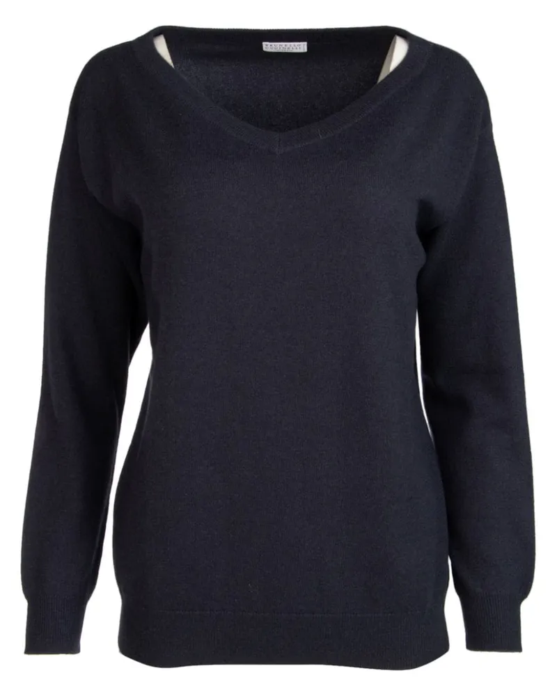 Brunello Cucinelli Pullover mit V-Ausschnitt - Blau Blau