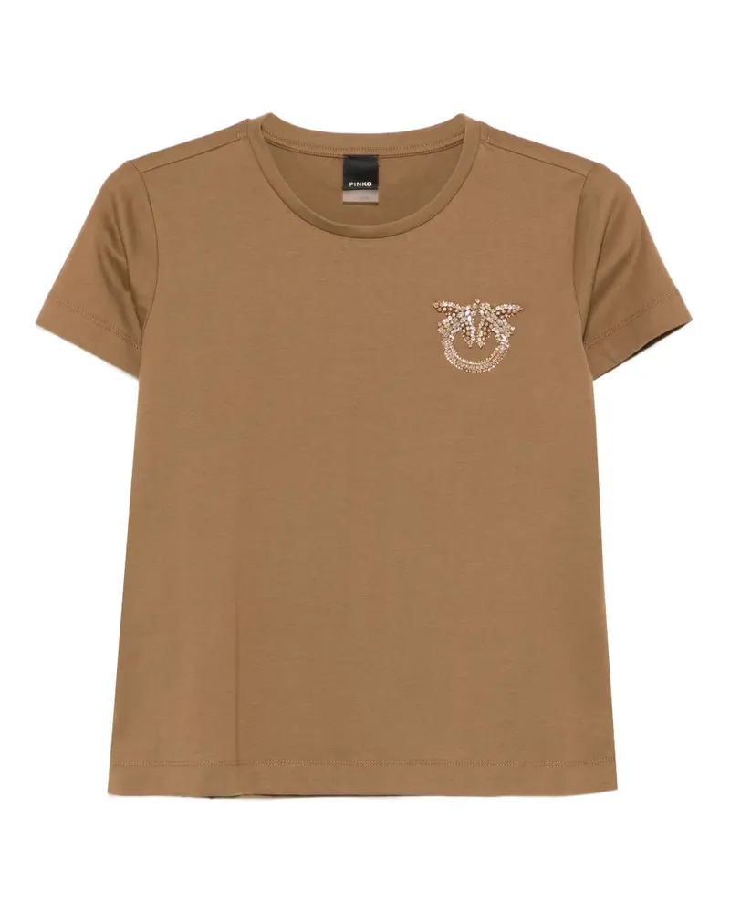 Pinko T-Shirt mit verziertem Logo - Braun Braun