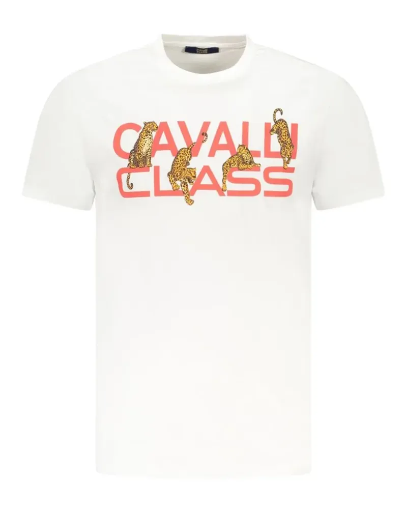 Roberto Cavalli leopard-print logo T-shirt - Weiß Weiß